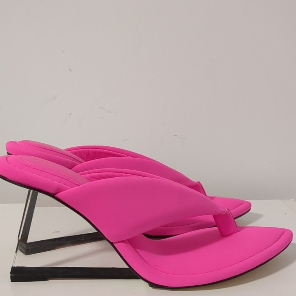 Good American pink Barbie core mules